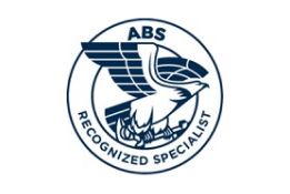 the abs logo in dark blue