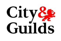 the city and guilds logo in black and red
