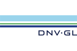 the dnv gl logo in black, blue and green