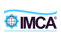 the imca logo in black and blue