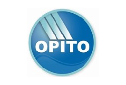 the opito logo in blue and white