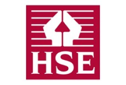 the hse logo in red and white