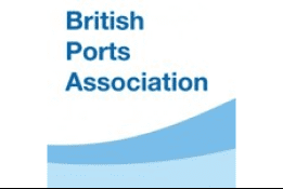 the british ports association logo in blue and white