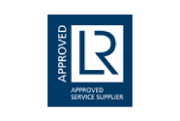 the lloyds register approved logo in navy and white