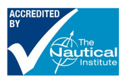 the nautical institute accreditation logo in blue and white