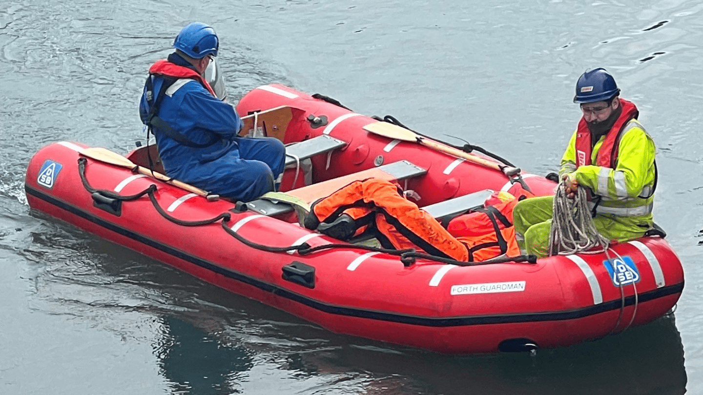 Briggs Marine Staff wearing PLB life jackets during person overboard excercise